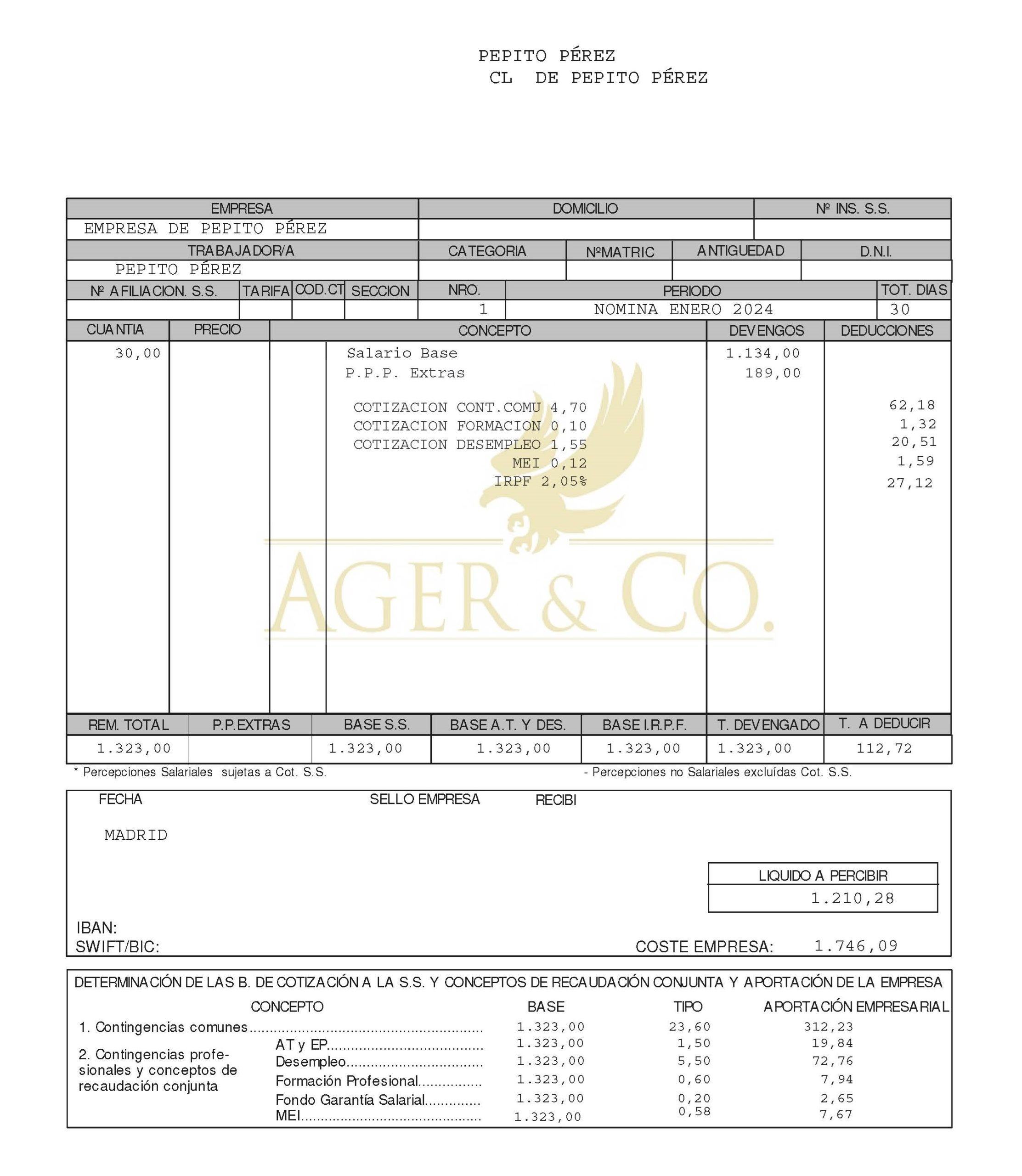 ejemplo nómina ejemplo nómina